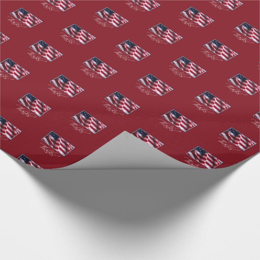Patriotic American Flag Danke an Red Geschenkpapier (Ecke)