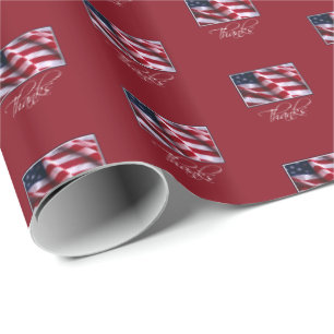 Patriotic American Flag Danke an Red Geschenkpapier