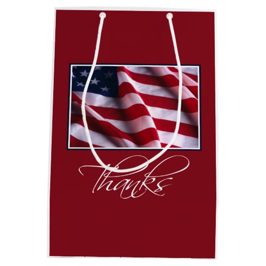 Patriotic American Flag Danke an Red Mittlere Geschenktüte (Rückseite)