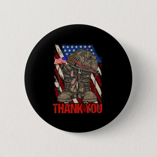 Patriotic American Flag Danke Button (Vorderseite)