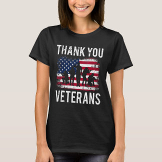 Patriotic American Flag Danke Veterans Proud V T-Shirt