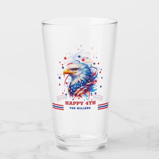 Patriotic American Flag Eagle Glas (Rückseite)