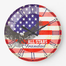 Patriotic American flag eagle grandad wall clock