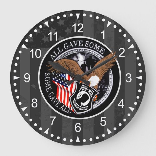 Patriotic American Flag Eagle Military Design Große Wanduhr (Vorderseite)