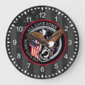 Patriotic American Flag Eagle Military Design Große Wanduhr (Vorderseite)