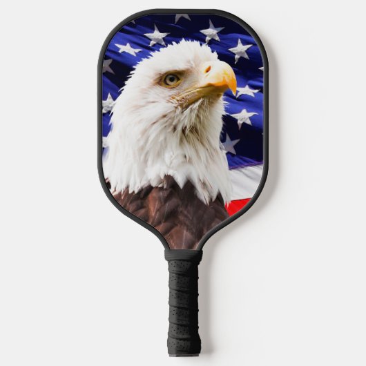 Patriotic American Flag Eagle Monogram Pickleball Schläger (Vorderseite)