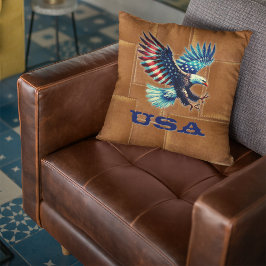 Patriotic American Flag Eagle Rustic Kissen