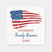 Patriotic American Flag Family Wiedersehen Partys Serviette (Vorderseite)