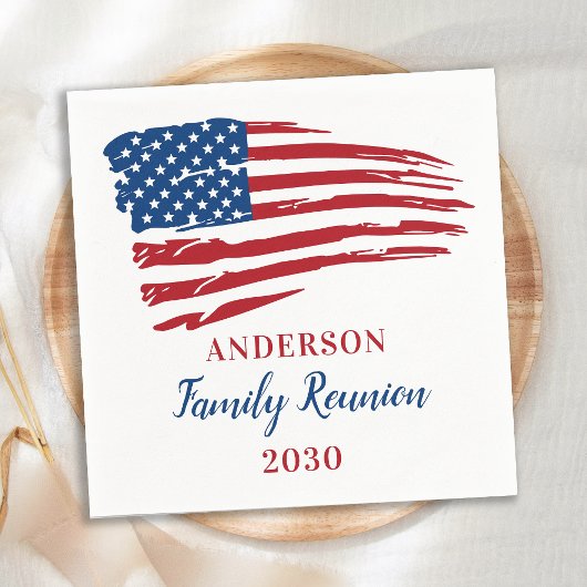 Patriotic American Flag Family Wiedersehen Partys Serviette