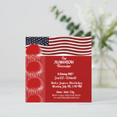 Patriotic American Flag Firecracker Birthday Boy Einladung (Stehend Vorderseite)