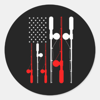 Patriotic American Flag Fishing s for Men 4th Runder Aufkleber