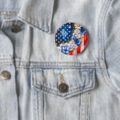 Patriotic American Flag Floral Glitter Button (Beispiel)