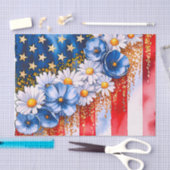 Patriotic American Flag Floral Glitter Seidenpapier (Handwerk)