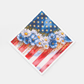 Patriotic American Flag Floral Glitter Serviette (Ecke)