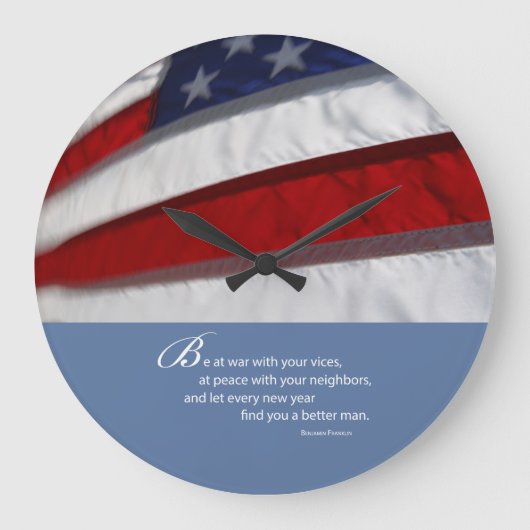Patriotic, American Flag Große Wanduhr (Vorderseite)