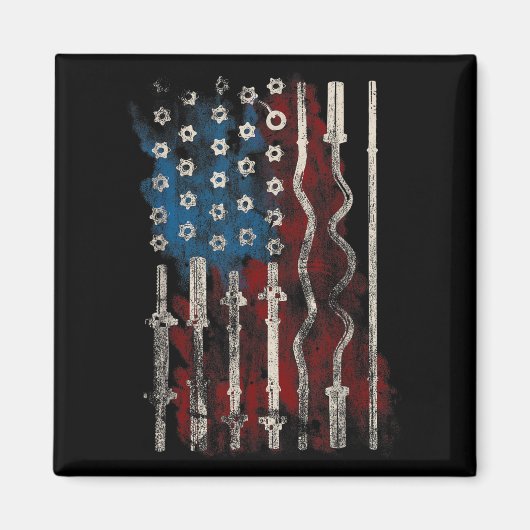 Patriotic American Flag Gym For Weight Lifters Magnet (Vorne)