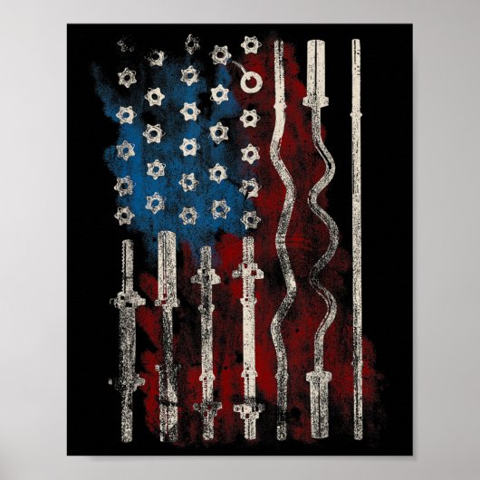 Patriotic American Flag Gym For Weight Lifters Poster (Vorne)