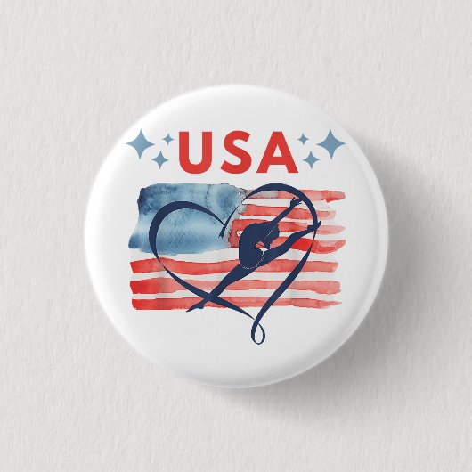 Patriotic American Flag Gymnastics Design für die Button (Vorderseite)