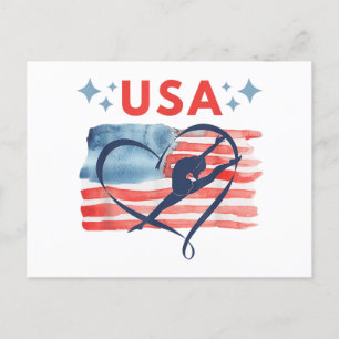 Patriotic American Flag Gymnastics Design für die  Feiertagspostkarte