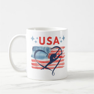 Patriotic American Flag Gymnastics Design für die Kaffeetasse