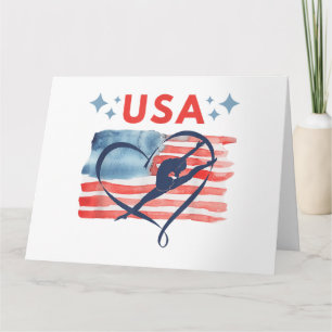 Patriotic American Flag Gymnastics Design für die  Karte