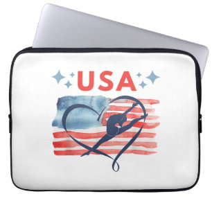 Patriotic American Flag Gymnastics Design für die  Laptopschutzhülle