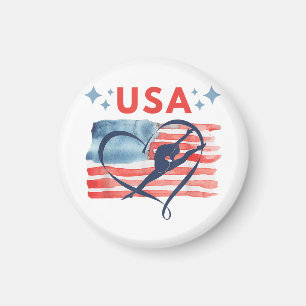 Patriotic American Flag Gymnastics Design für die Magnet