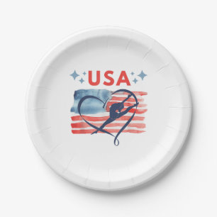 Patriotic American Flag Gymnastics Design für die  Pappteller