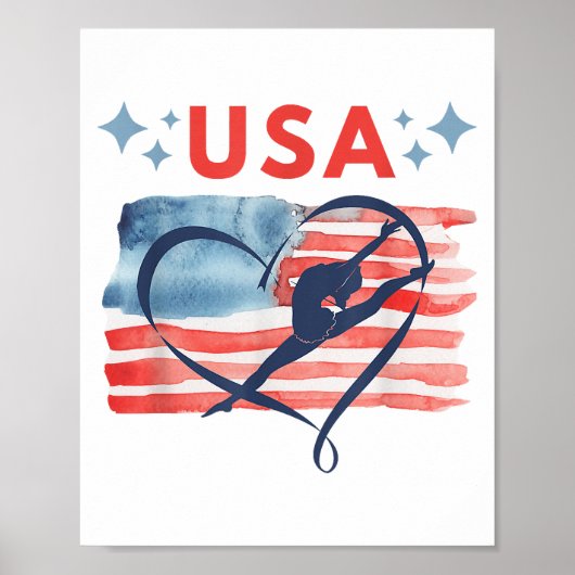Patriotic American Flag Gymnastics Design für die Poster (Vorne)
