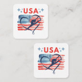 Patriotic American Flag Gymnastics Design für die  Quadratische Visitenkarte (Vorne/Hinten)