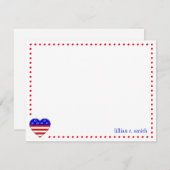 Patriotic American Flag Herz Personalisiert Mitteilungskarte (Vorne/Hinten)