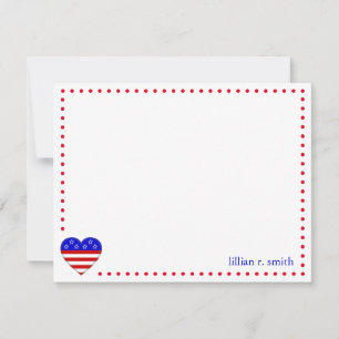 Patriotic American Flag Herz Personalisiert Mitteilungskarte