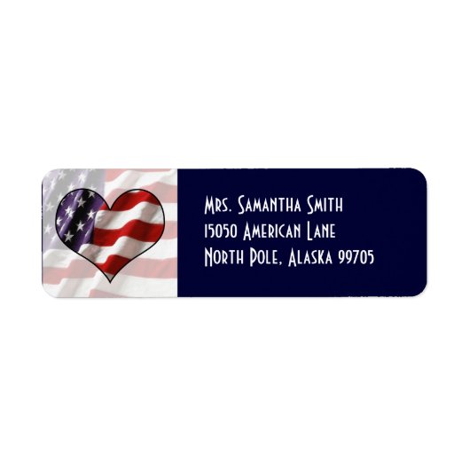 Patriotic American Flag Herzenaufschrift Label (Vorne)