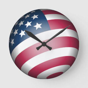 Patriotic American Flag in 3D Globe Design Runde Wanduhr