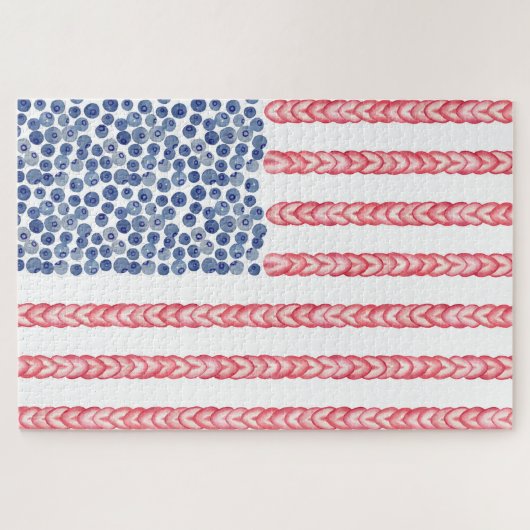 Patriotic American Flag In Watercolor Puzzle (Horizontal)
