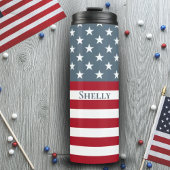 Patriotic American Flag Individuelle Name Thermosbecher