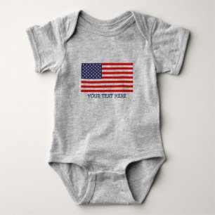 Patriotic American Flag Jersey Baby Bodysuit Strampler