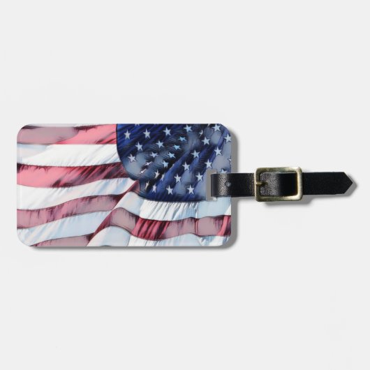 Patriotic American Flag Luggage Tag Gepäckanhänger (Vorderseite horizontal)