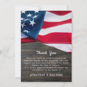 Patriotic American Flag Memorial Military Funeral Dankeskarte (Vorderseite)