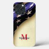 Patriotic American Flag Monogram Case-Mate iPhone Hülle (Rückseite)