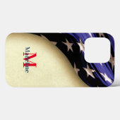Patriotic American Flag Monogram Case-Mate iPhone Hülle (Rückseite (Horizontal))