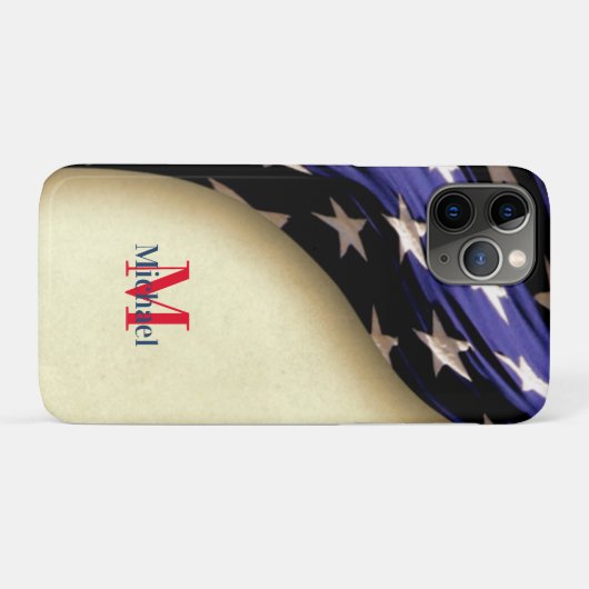 Patriotic American Flag Monogram Case-Mate iPhone Hülle (Rückseite (Horizontal))