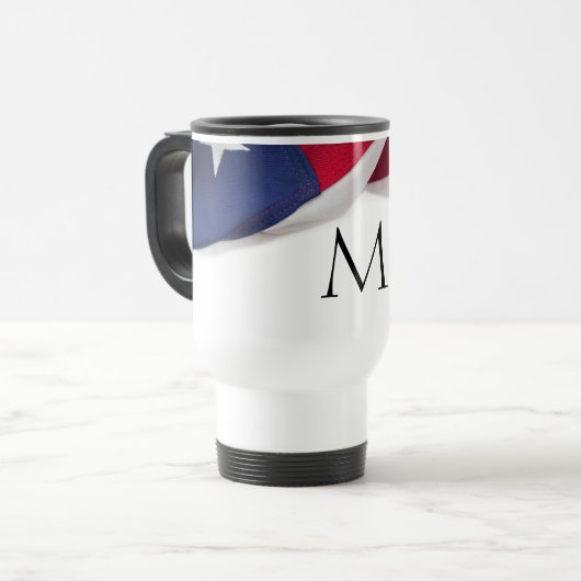 Patriotic American Flag Monogrammed Initial Reisebecher (Vorderseite Links)