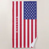 Patriotic American Flag Name Strandtuch (Vorderseite)