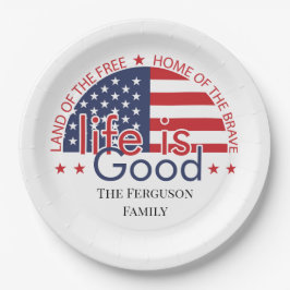 Patriotic American Flag Paper Plate Pappteller