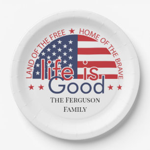 Patriotic American Flag Paper Plate Pappteller