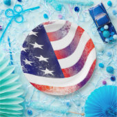 Patriotic American Flag Paper Plate Pappteller (Party)