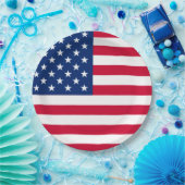 Patriotic American Flag Paper Plate Pappteller (Party)