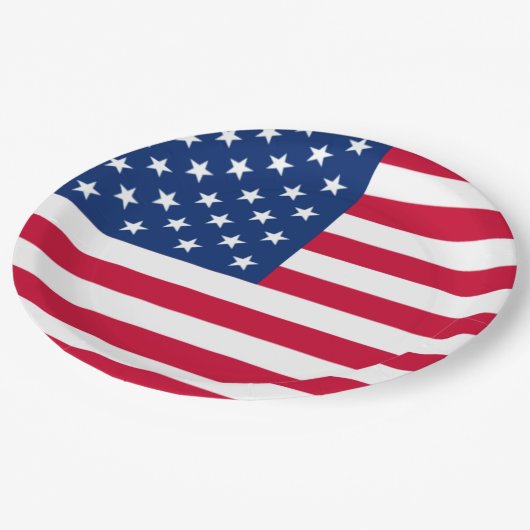 Patriotic American Flag Paper Plate Pappteller (Schrägansicht)