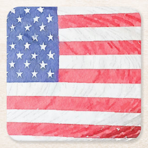 Patriotic American Flag Paper Untersetzer Set